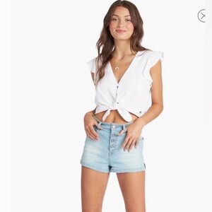 Roxy Sweeter Than This Tie Front Crop Top White